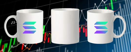 Solana coffee cup with crypto-inspired design